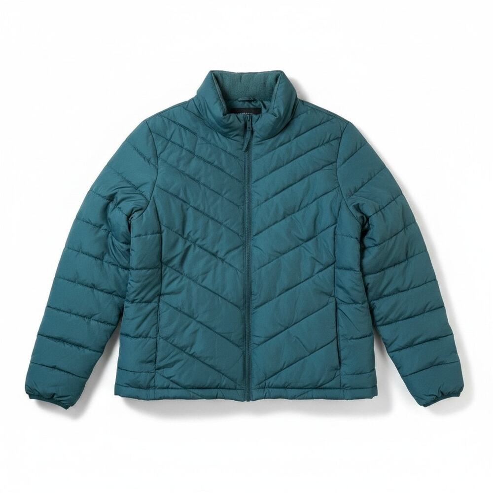 NWT GAP Womens Full ZIp Puffer Quilted Coat Jacket Teal Size XL Gorpcore Outdoor